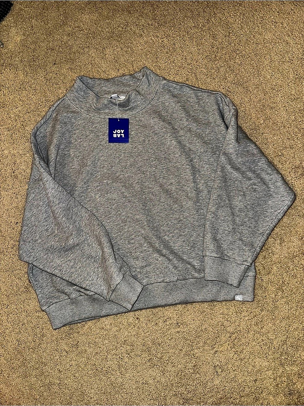 Joy Lab Cotton Gray Mock Neck Sweatshirt Size Large NWT